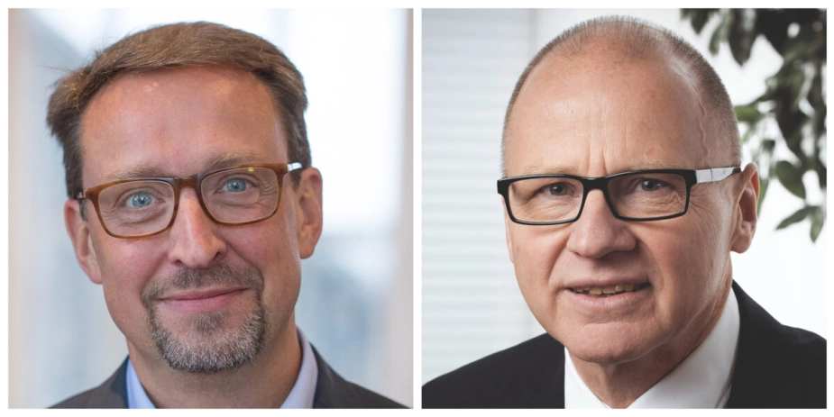 Jakob Bigum Lundberg (tv.), direktør i Næstved Kommune og formand for Kommunale Velfærdschefer og Jan Nielsen, direktør i Aalborg Kommune og medlem af hovedbestyrelsen i Kommunale Velfærdschefer.