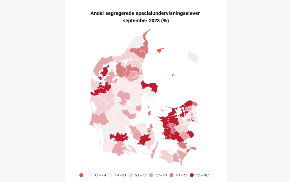 Der er store kommunale forskelle i segregeringsgraden af elever.