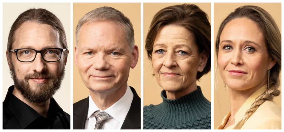 De fire sundhedsordfører fra venstre: Stinus Lindgren (RV), Jens Henrik Thulesen Dahl (DD), Kirsten Normann Andersen (SF) og Louise Brown (LA).