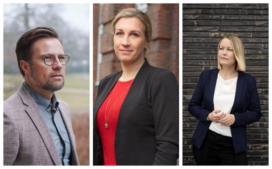 Peter Rahbæk Juel, formand for KL’s Arbejdsmarkeds- og Borgerserviceudvalg, Maria Klingsholm, fagpolitisk ordfører i FOA og Signe Færch, forkvinde i Dansk Socialrådgiverforening.