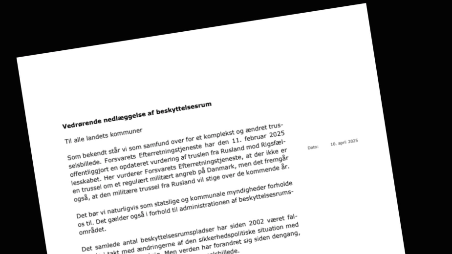 Brevet blev sendt til alle landets kommuner torsdag samme dag som offentliggørelse af Nationalt Risikobillede 2025.